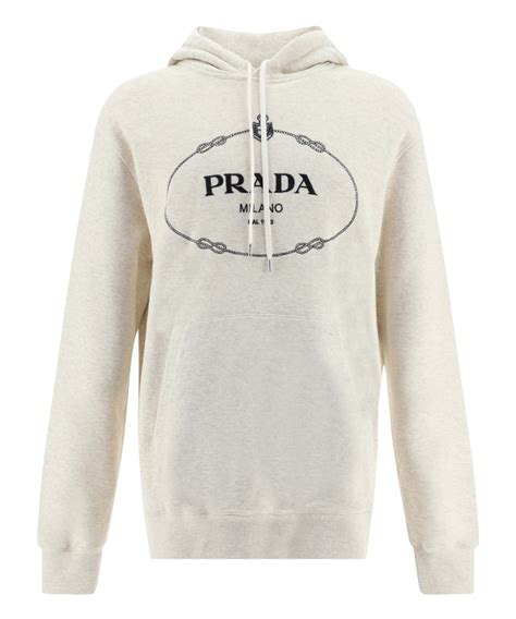 prada kapuzenpullover herren|Weiss/silber Kapuzenpullover aus Baumwolle .